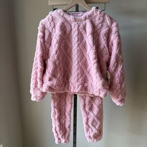 NWT Sleep On It girls size M (10/12) pink soft cozy fuzzy 2 pc loungewear set